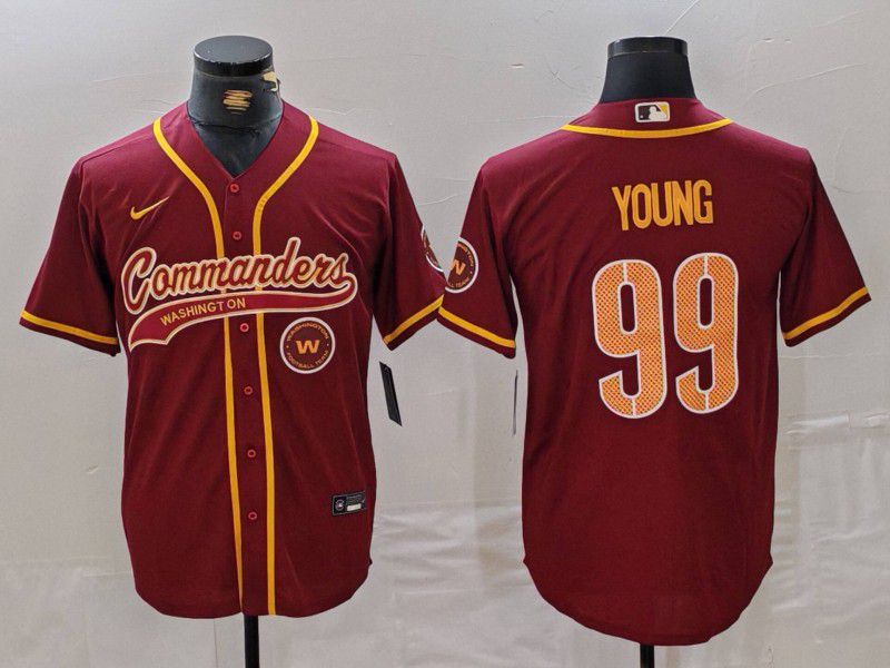 Men Washington Commanders #99 Young Red Joint Name 2024 Nike Limited NFL Jersey style 1->new york mets->MLB Jersey